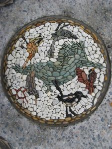 Bird pebble mosaic
